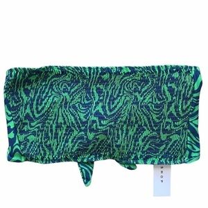 TOPSHOP Zebra Blue & Green Shirred Bandeau NWT